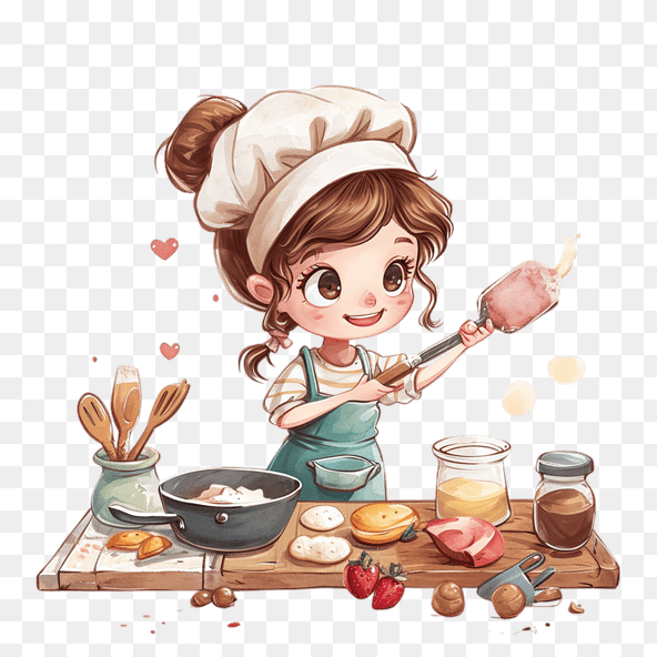 Cute Chef Girl Baking Pastry Clipart