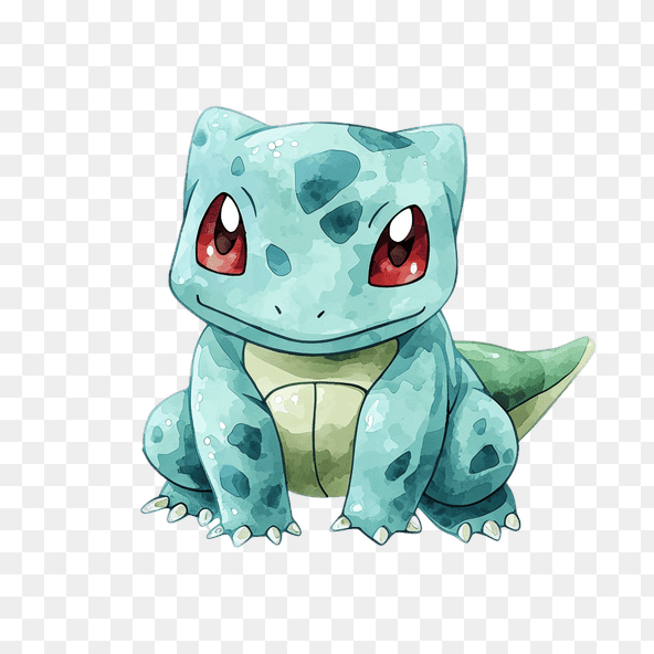 Cute Watercolor Bulbasaur Pokemon Clipart