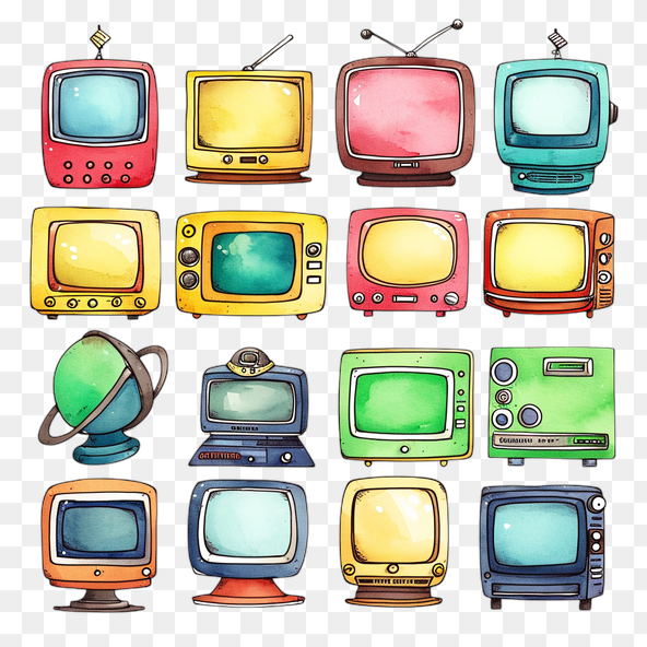 Vintage Television Clipart Set