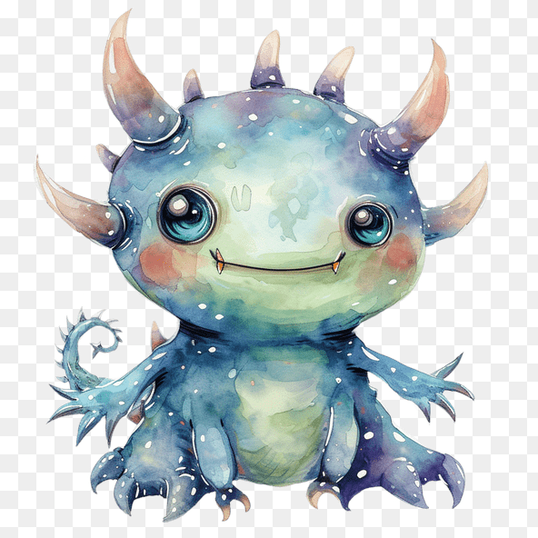 Cute Watercolor Dragon Clipart