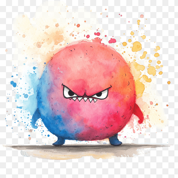 Angry Watercolor Monster Clipart