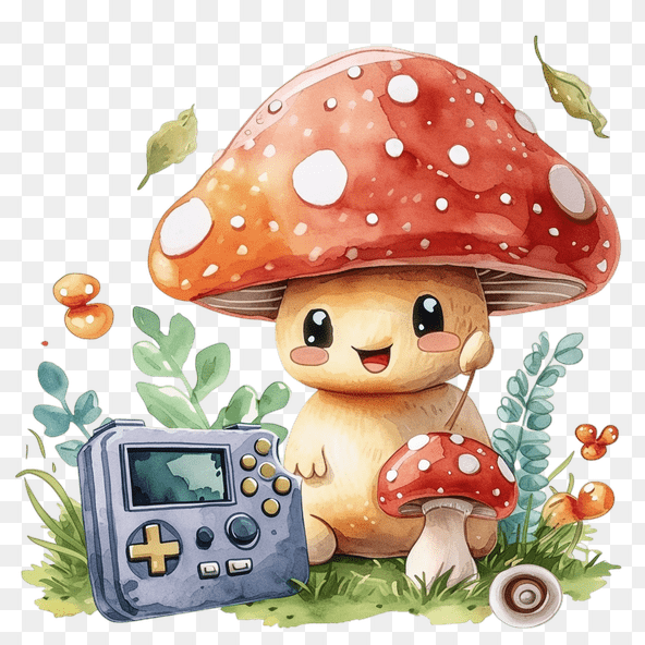 Cute Mushroom Gamer Clipart
