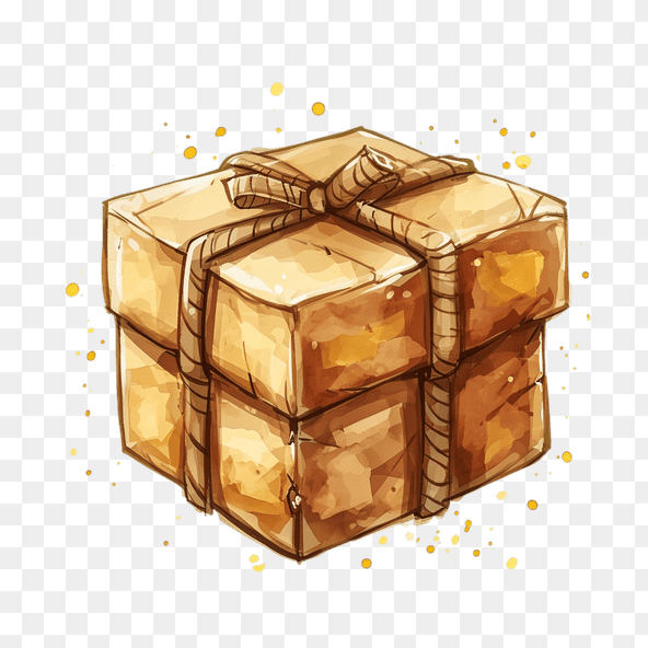 Rustic Watercolor Gift Box Clipart
