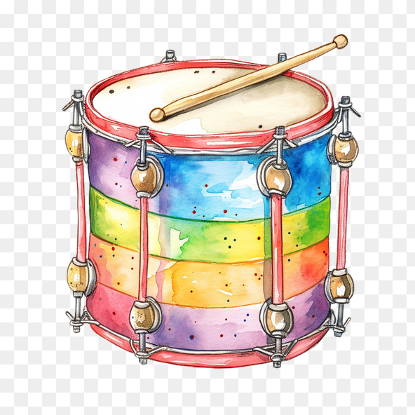 Rainbow Kids Drum Clipart