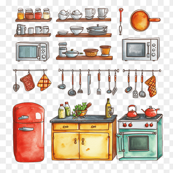 Watercolor Kitchen Clipart