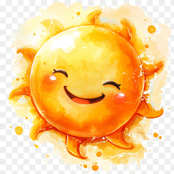 Smiling Sun Watercolor Clipart