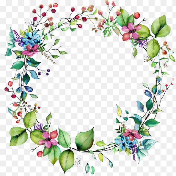 Watercolor Floral Wreath Clipart