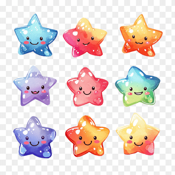 Cute Rainbow Watercolor Stars Clipart