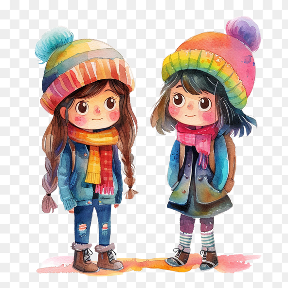 Two cute cartoon friends clipart