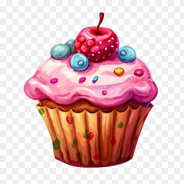 Cherry Topped Pink Cupcake Clipart