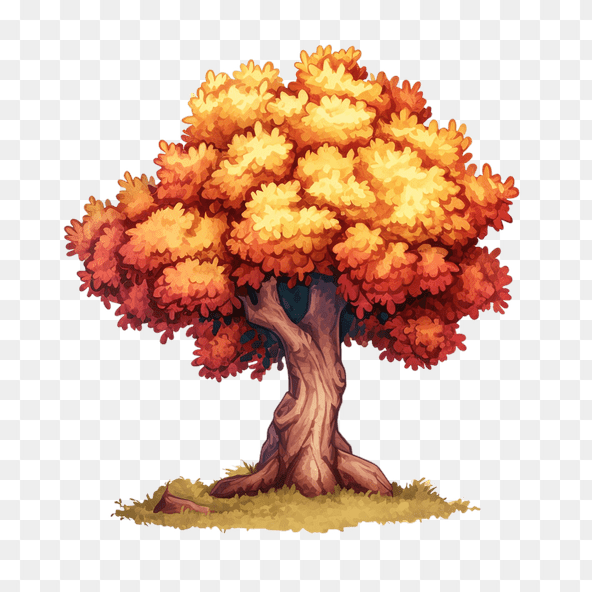 Autumn Tree With Red And Yellow Leaves Clipart