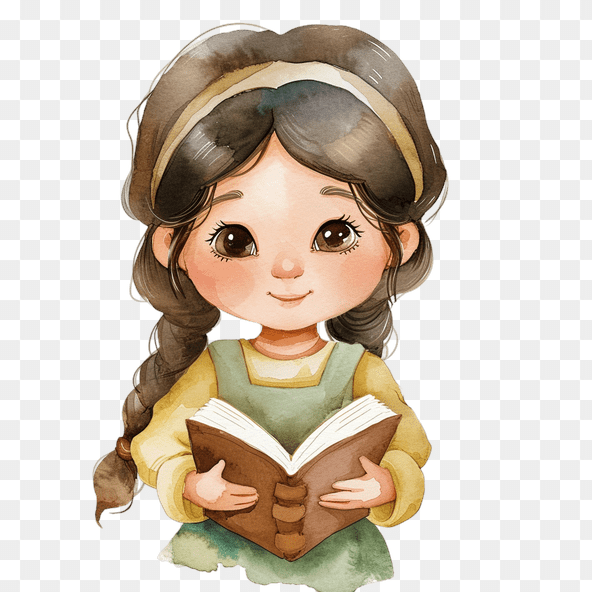 girl reading clipart