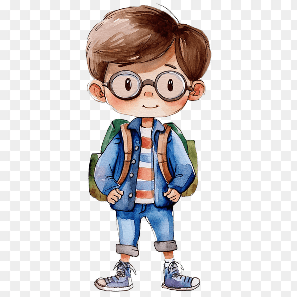 Cute Boy With Backpack Clipart