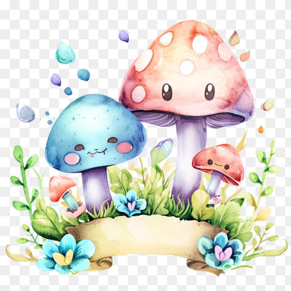 Colorful Watercolor Mushroom Clipart