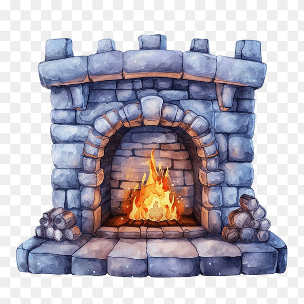 medieval stone fireplace clipart