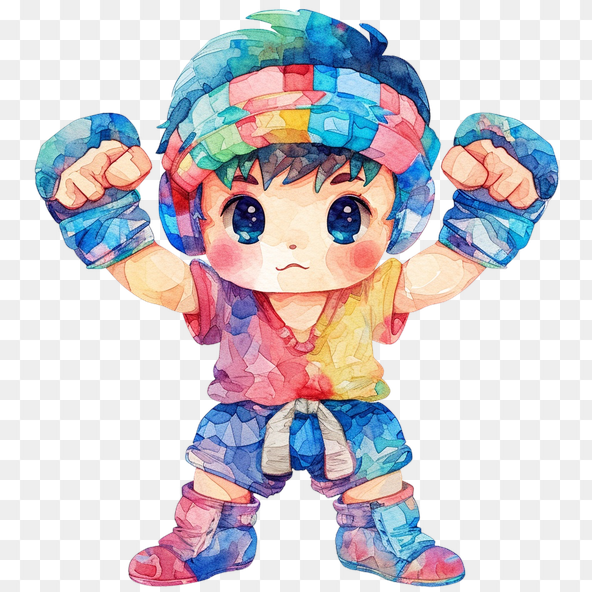 Cute Watercolor Boxer Kid Clipart