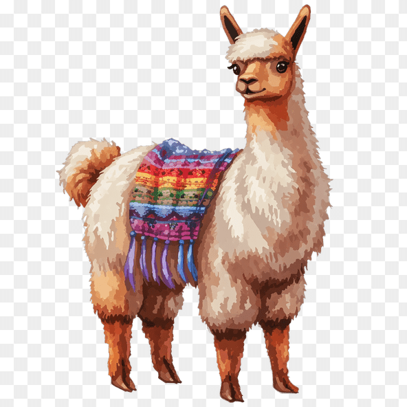 Cute Alpaca With Colorful Blanket Clipart