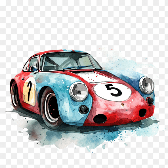 watercolor race car clipart