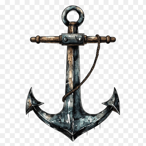 Vintage Watercolor Nautical Anchor Clipart
