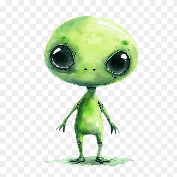 Cute Watercolor Alien Clipart