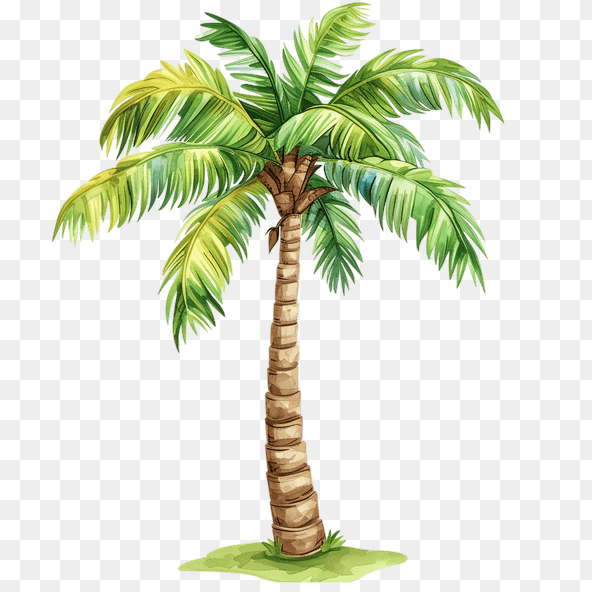Single Watercolor Palm Tree Clipart