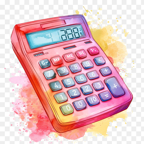 Vintage Watercolor Calculator Clipart
