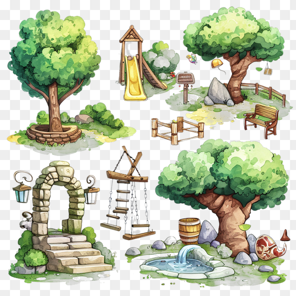 Cartoon park elements clipart