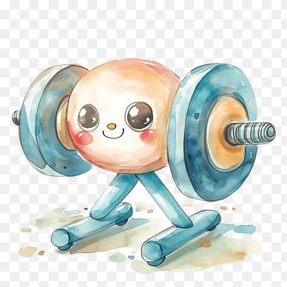 cute dumbbell watercolor painting clipart