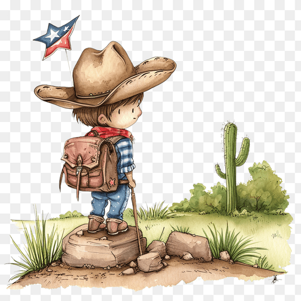 Cowboy Kid Exploring texas Clipart
