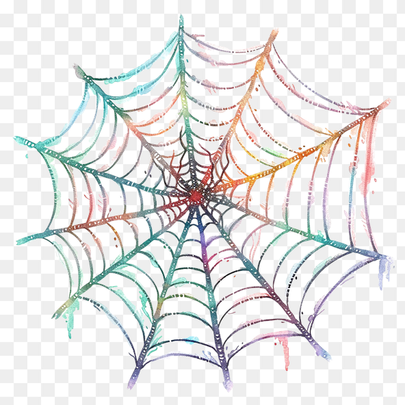 Watercolor Rainbow Spider Web Clipart