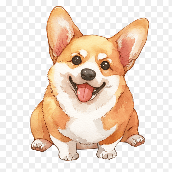 Cute Cartoon Dog Watercolor Clipart