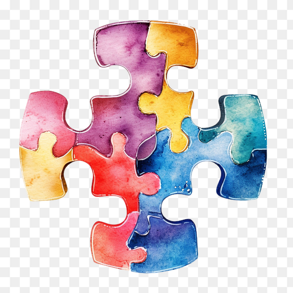 Watercolor Puzzle Pieces Teamwork Clipart