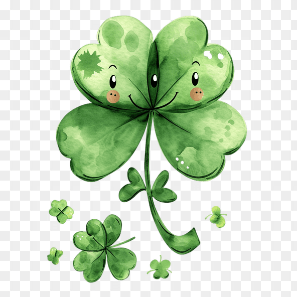 Cute Smiling Four Leaf Clover Clipart