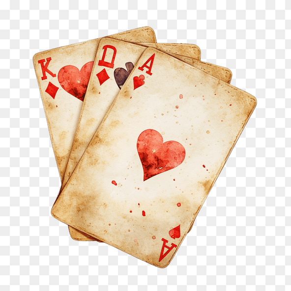 Vintage Watercolor Playing Cards Clipart