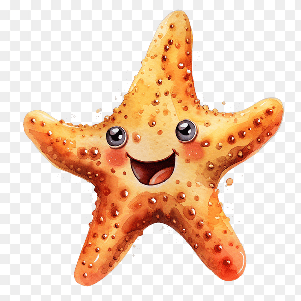 Cute Smiling Starfish Watercolor Clipart