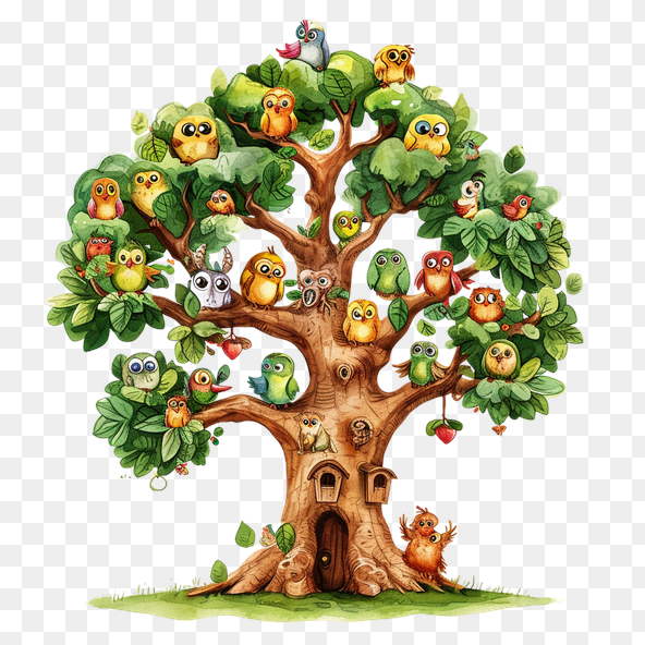 owl family tree clipart
