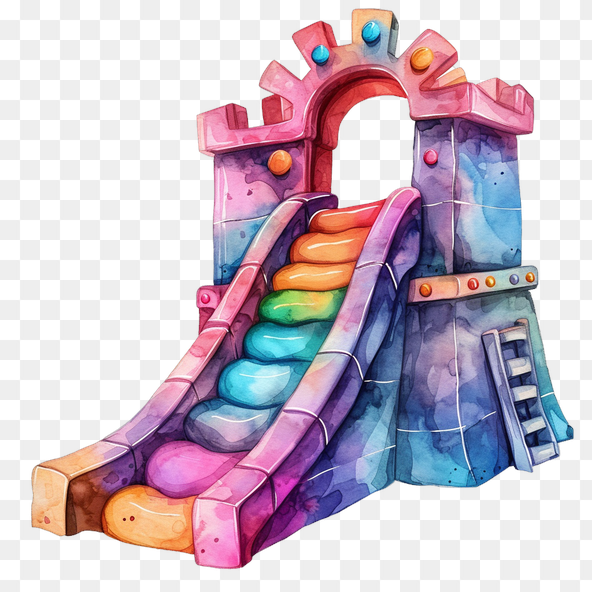 Rainbow Castle Bounce House Climber Slide