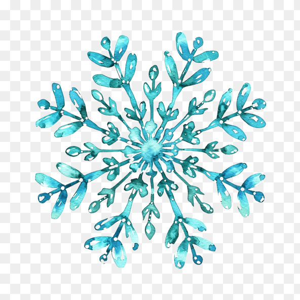 Blue watercolor snowflake clipart