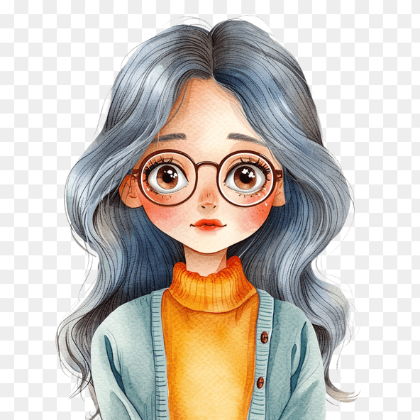 Cute Girl Watercolor Clipart