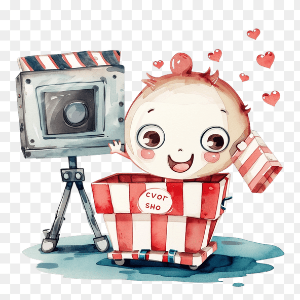 Cute Baby in a Show Box Clipart