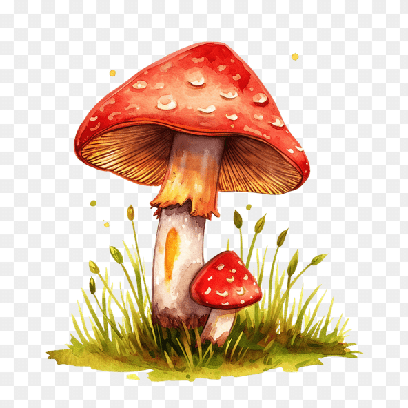 Red and white mushroom clipart