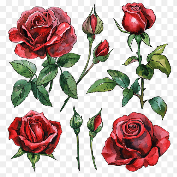 red rose flower watercolor clipart