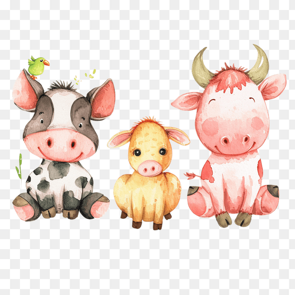 baby Watercolor Farm Animals Clipart