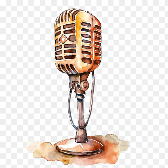 Vintage Retro Microphone Watercolor Clipart
