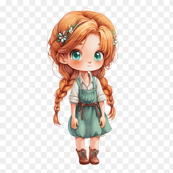 Cute Cartoon Girl With Flowers In Her Hair Clipart