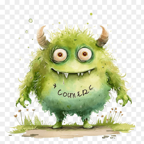 Cute Green Monster Clipart