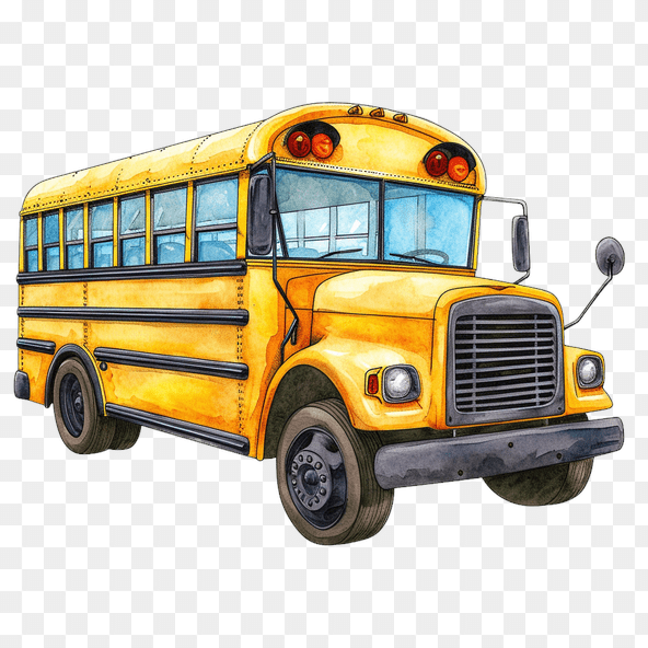 School Bus Watercolor Clipart