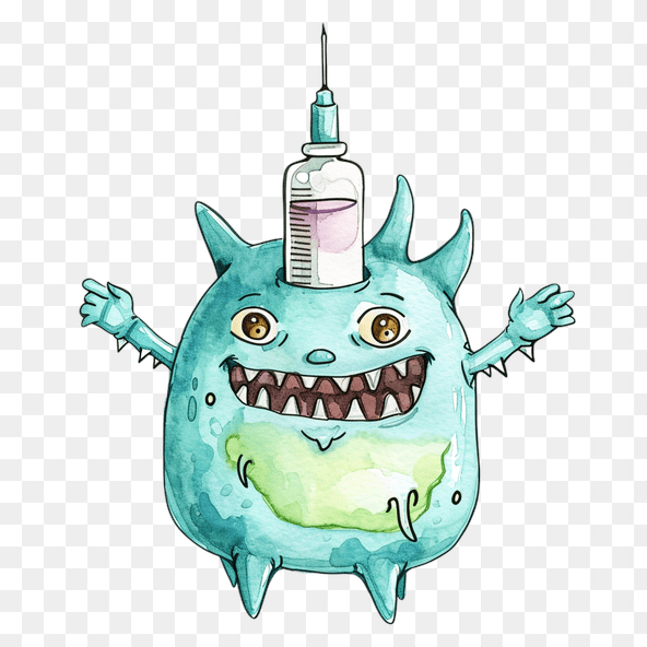 Happy Virus with Syringe Clipart