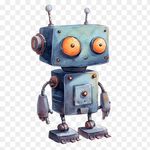 Cute Watercolor Robot Clipart