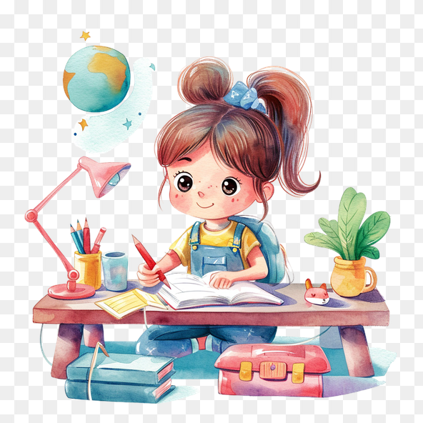 girl studying clipart